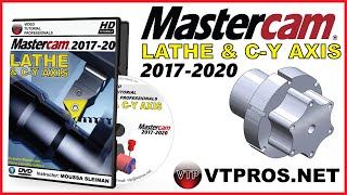 MASTERCAM 20172020  Lathe amp CY Axis  68 CAxis  Face Contour  vtprosnet 20182019 [upl. by Elinet481]