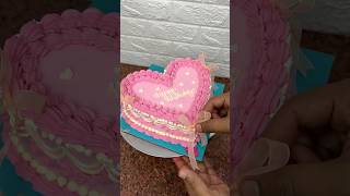 Red velvet decoration heart 💓 shape cake heartcake redvelevet shortvideo shorts [upl. by Ledairam]