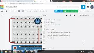 Lectura de potenciometro conectado a tarjeta arduino uno con tinkercad [upl. by Annaillil]