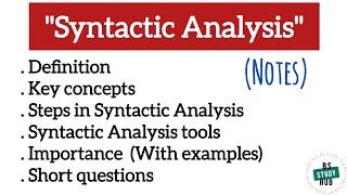 Linguistics Syntactic Analysis Notes [upl. by Eednyl]