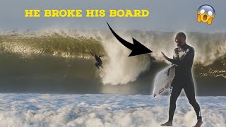 CT SURFERS IN HEAVY WAVES BROKEN BOARD [upl. by Neerroc663]