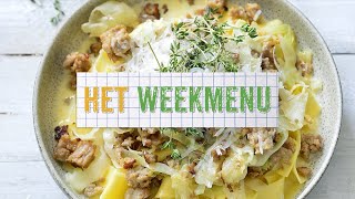 Het Weekmenu 2  Pasta met gehakt en witte kool  Bart Desmidt [upl. by Aneetak]