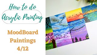 MoodBoard Aesthetic Painting  Mini Canvas Painting  Easy Acrylic Painting [upl. by Ashlin405]