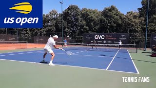 Filip Krajinovic practice with Janko Tipsarevic for Us Open 2020  1080p [upl. by Uird]