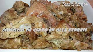 🍽🍖COSTILLAS DE CERDO EN OLLA EXPRESS🧖‍♀️ 🐷 😋 costillasdecerdo [upl. by Ahsinnor]