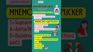 HOW TO REMEMBER🧠 retroperitoneal organs EASY MNEMONIC📚 [upl. by Elleuqar419]