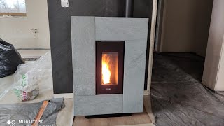 Piec kominek na pellet z WiFi Cadel Grace 7kW z kamieniem serpentino [upl. by Ylagam86]