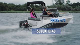 Suzuki DF40 4takt buitenboordmotor 40 PK amp Prins 475 [upl. by Ulla241]