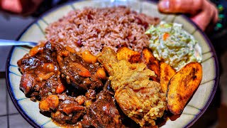 COOKING JAMAICAN FOOD FOR MY FILIPINO FRIEND FOR THE FIRST TIMEOxtail Rice amp Peas Fry Chicken Slaw [upl. by Alleinad214]