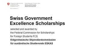 001 Swiss Government Excellence Scholarships  One Minute Intro [upl. by Yahsel539]