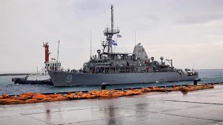 米海軍掃海艦「パイオニア」が石垣港に寄港  USS Pioneer MCM 9 visits Ishigaki Port Sept 7 2023 [upl. by Nevs530]