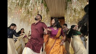 Awesome Wedding Dance Performance  Devika Sachin  Kerala Wedding Eve  By Bride Groom and Cousins [upl. by Sacrod]