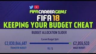 KEEPING YOUR BUDGET  MONEY GLITCH FIFA18 [upl. by Yahsal]