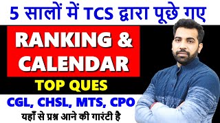 Ranking amp Calendar top questions asked by TCS 2018  2023 in SSC CGL CHSL CPO and MTS with PDF [upl. by Aerbua]