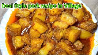 Village famous delicious pork fry  Hotel Style Pork Curry  Pork Curry Restaurant Style [upl. by Irem]