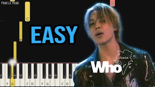 Jimin  Who  EASY Piano Tutorial by Pianella Piano [upl. by Notsnhoj]