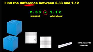 Subtracting Decimals Using Base Ten Blocks [upl. by Spielman]