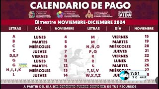 🚨💰 Pensión Bienestar Calendario OFICIAL de pago noviembrediciembre 2024 [upl. by Oswell341]