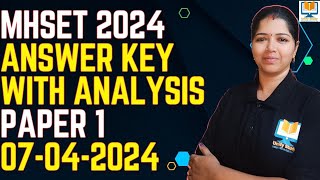 MH SET PAPER1 Answer Key7th April 2024 Solution of MH SET 2024 Analysis mhset2024 Detail Solution [upl. by Rauscher467]