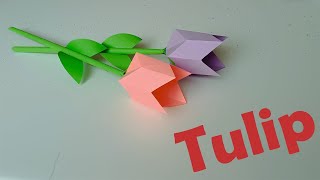 How to make paper Tulip origami  Golpari [upl. by Audsley]