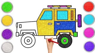 Coloring a Cool Jeep with Glitter Sand Colors 🚙✨  Fun DIY Coloring for Kids [upl. by Lavery]