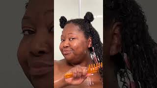 Detangling my hair with Carols Daughter Goddess Strength Conditioner shorts [upl. by Gasparo]