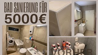 Badsanierung unter 5000€ Bad Renoviert mit Villeroy Boch Fliesen alles aus einer Hand günstig [upl. by Nelia841]