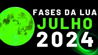 🌙 Fases da Lua JULHO 2024  Calendário Lunar JULHO 2024  Qual a Lua Hoje [upl. by Citron]