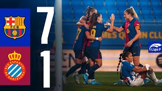 LIGA F  FC BARCELONA 7 vs 1 RCD ESPANYOL 🔵🔴 [upl. by Kristie]