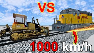 Will the sand excavator be intact when collided by a train at a speed of 1000kmh Cars Crash Test [upl. by Flosser]