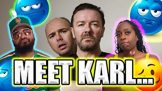 Ricky GervaisMeet Karl Pilkington REACTION HILARIOUSLY Awkward LOL [upl. by Samuelson]