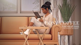 FREE Cosy Coffee Animation  Sitting Reading a Book amp Drinking Coffee  The Sims 4 [upl. by Ardnuaek23]