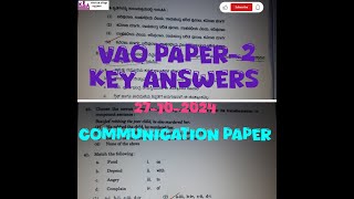 VAO Paper 2 Key Answers 27102024KEA Village Accountant Examination Communication solved paper [upl. by Ieppet]