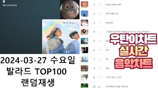 광고없는 실시간 인기차트 2024년03월27일 발라드TOP100 랜덤재생 멜론차트 X 종합차트O 노래모음 KPOP 플레이리스트 [upl. by Christianson]