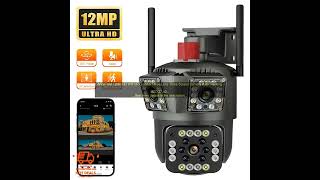 1005005902382849 CANSITUM 12MP HD WIFI IP Outdoor Three Lens Three Screen Camera Auto T [upl. by Stinson954]