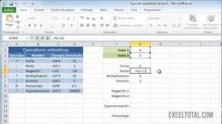 Tipos de operadores en Excel [upl. by Beau]