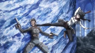 Gun Fight Against Sword  Levi and Mikasa vs 100 Military Police English Dub [upl. by Wilkie719]