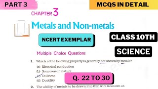 Metals and Non Metals Class 10 Science Ch  3 NCERT Exemplar Problem Solution  Part 3 [upl. by Nosremaj]