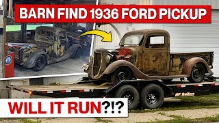 Will It Run Barn Find 1936 Ford Pickup Truck Flathead V8 Powered [upl. by Ulund]