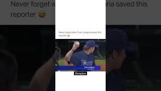 Never Forget When Evan Longoria saved this Reporter Evanlongoria reporter viralvideo viralshort [upl. by Rhtaeh]