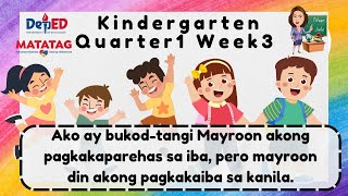 Quarter1 Week 3 Kindergarten MATATAG Curriculum [upl. by Ycrad]