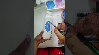 painting on a plastic bottle  art  painting  craft  lifewithmyowncolours [upl. by Bartlet]