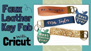 How to make a Personalized Faux Leather Key Fob with Cricut  DIY Wristlet [upl. by Inacana]