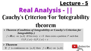 Cauchys Criterion For Integrability theorem  Real Analysis [upl. by Bendicty778]