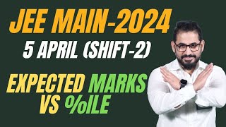 📌 5 April Shift 2 ❗ Paper Analysis Shocking 📣 Expected Marks Vs ile I Cut Off jeemain  2024 [upl. by Avera231]