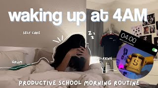 waking up at 4 AM ✦ productive school morning routine self care relaxing [upl. by Emmalee761]