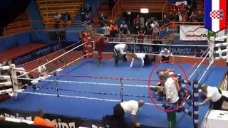 Boxer attacks referee Croatia’s Vido Loncar knocks out official after losing fight [upl. by Sert242]