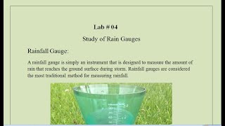 Rainfall And Rainfall Measurement  Study Of Rain Gauges [upl. by Crifasi]