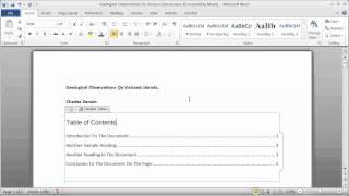 Creating a Table of Contents in a Word Document  Part 1 [upl. by Nhor]