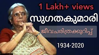 സുഗതകുമാരി ജീവചരിത്ര കുറിപ്പ്  biography of sugathakumari [upl. by Malchy]